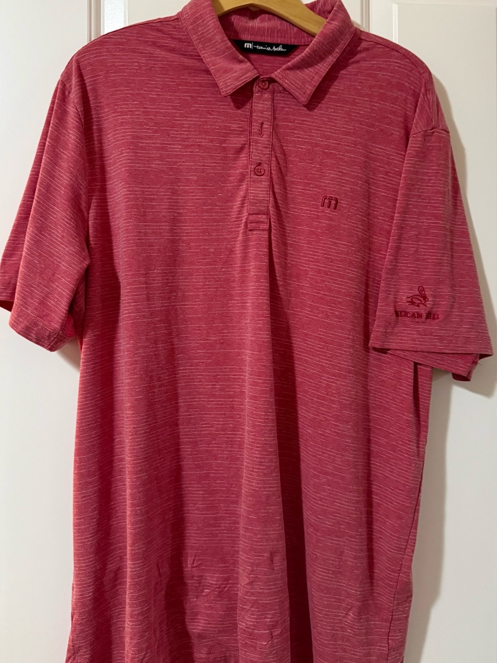 Travis Mathew Heathered Coral Short Sleeve Polo - Picture 3 of 7